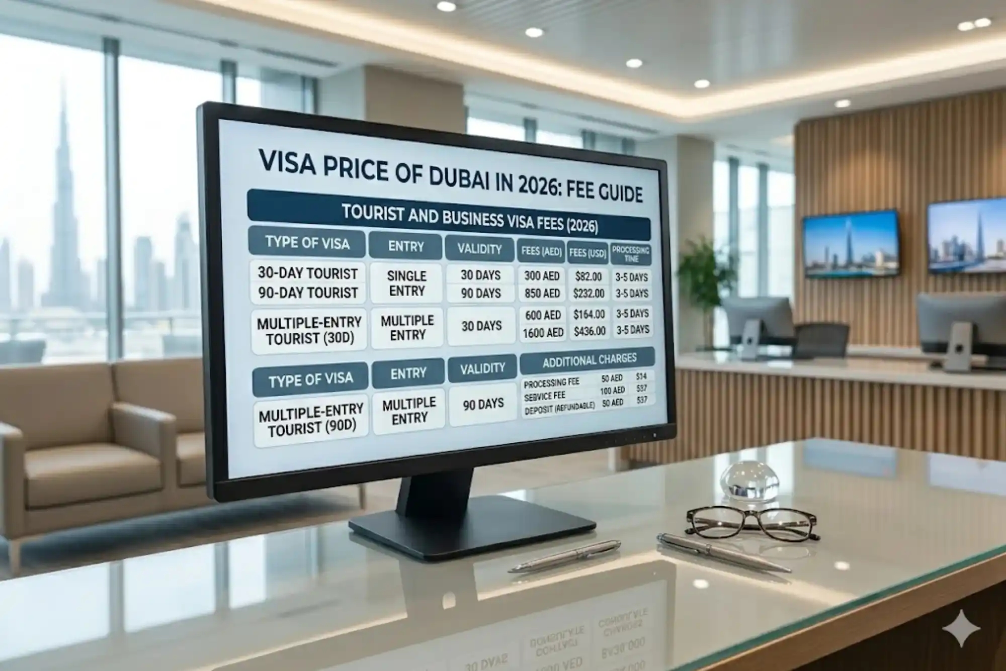 Visa Price of Dubai in 2026: Visa Charges and Fee Guide